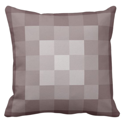 brown pillow with monochrome square pixel pattern