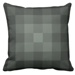 grey pillow with monochrome square pixel pattern