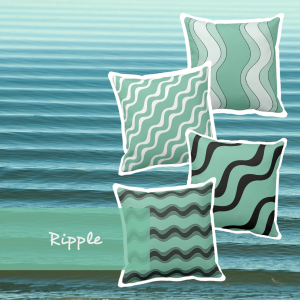 Turquoise throw pillows with ripple pattern