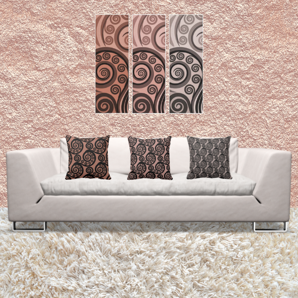 Curly Pattern Home And Wall Decor in Bronze, Rosy, And Silver