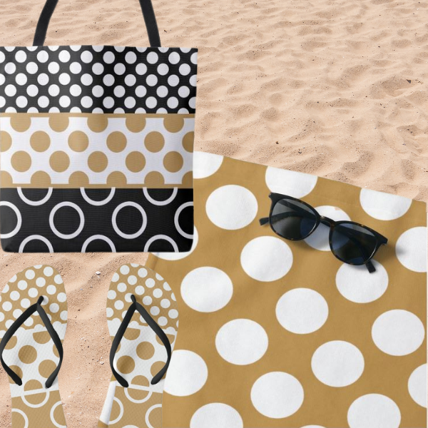 Brown And White Polka Dot Pattern, Beach Bag Accessories