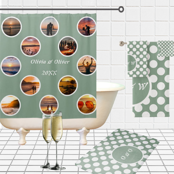 Twelve Customizable Photo Dots Pattern, Bathroom Anniversary Ideas