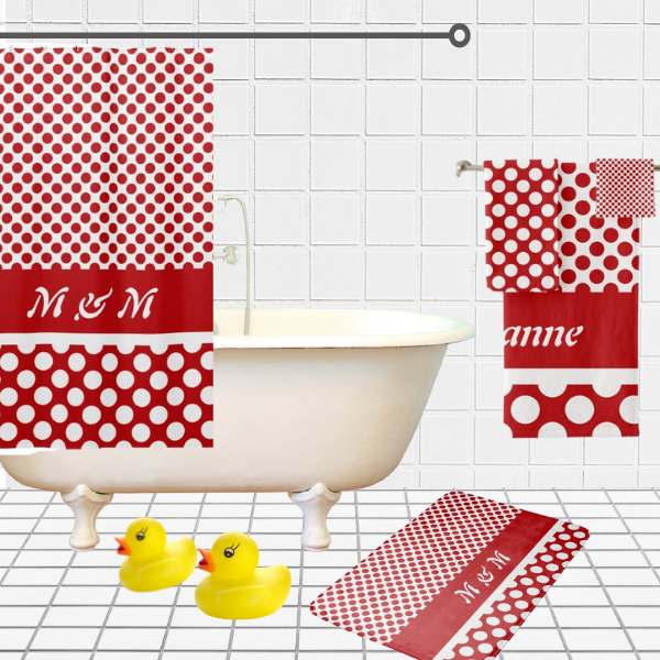 Classy Red Polka Dot Pattern On Bathroom Decor