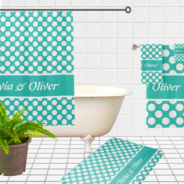 Turquoise And White Polka Dot Pattern, Bath Decor Idea