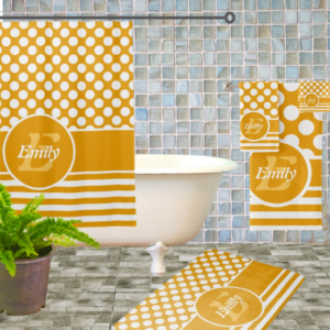 Yellow And White Polka Dot Pattern, Bathroom Decor