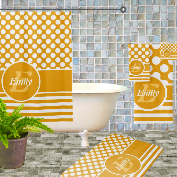 Yellow And White Circle Pattern, Bathroom Decor