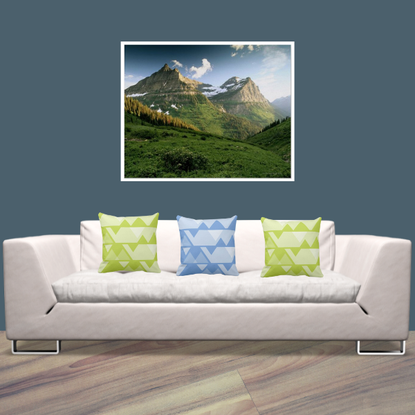 Glacier National Park With Jagged Patterned Pillows