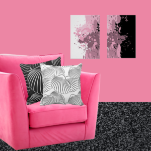 Shell Pattern Throw Pillows In Black And White Complement A Pink Wall Decor