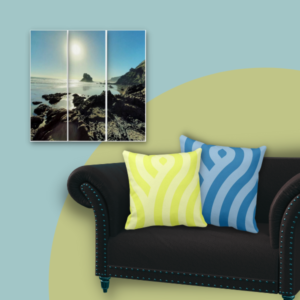 three paneled holiday photo print to make a triptych with beach photo