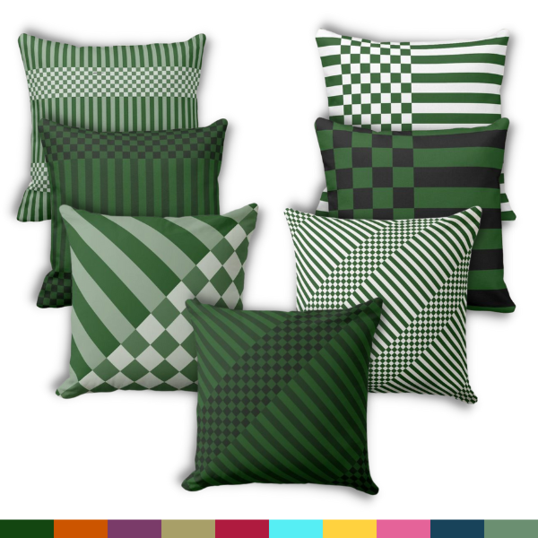 Checkered and Striped Pattern On Throw Pillows