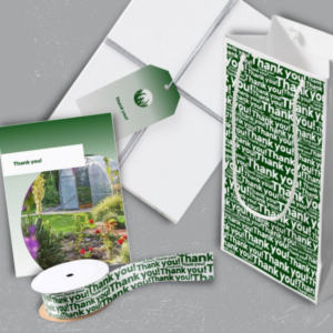 Green lawn care service marketing material to say Thank You