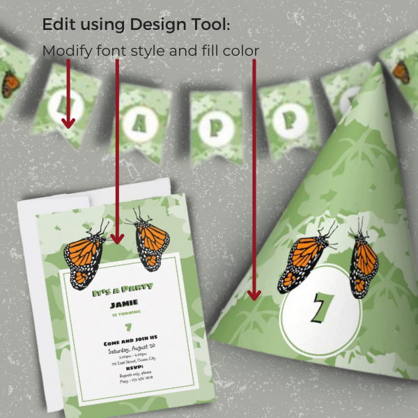 What to edit on the birthday invitation using the design tool 
