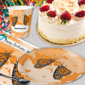 Orange Monarch Butterfly Theme Kids Birthday Party Table Decor