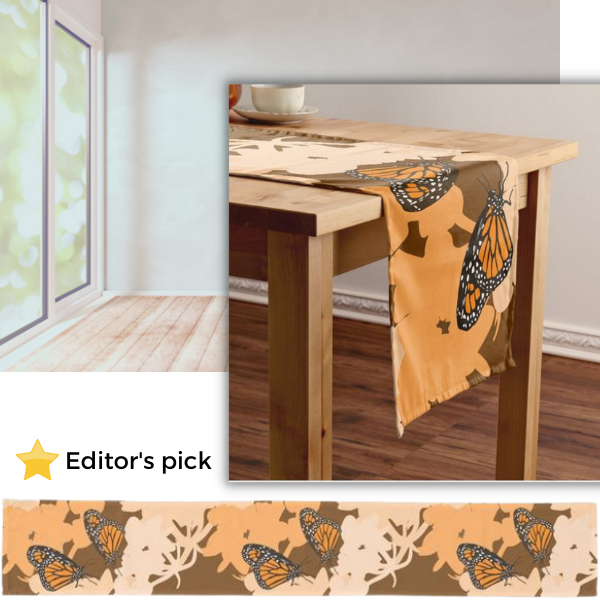 orange table runner - Monarch butterfly design