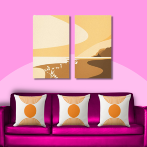 pink and orange living room decor