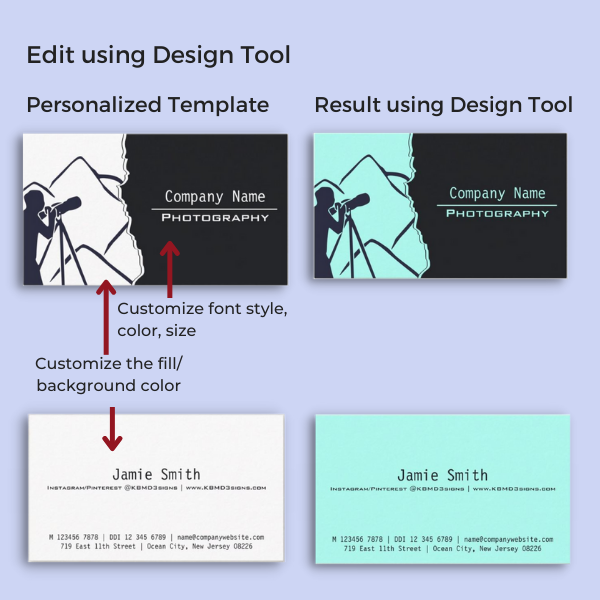 What to edit about the photographer business cards