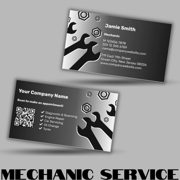Black and white automotive business card