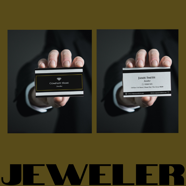 Black and white jeweler business card