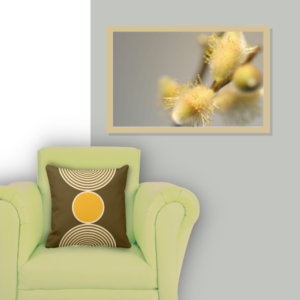 Pussy Willow Spring Wall Art Photo Print Meets A Yellow Pillow