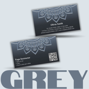 Grey yoga business card, landscape format