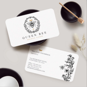 Elegant Vintage Honey Queen Bee Black & White Business Card