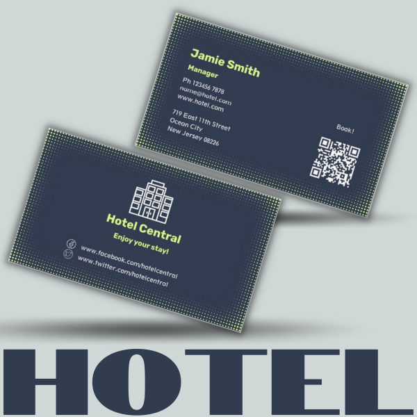 Hotel business card in blue