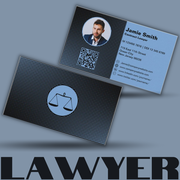 Lawyer business card in blue