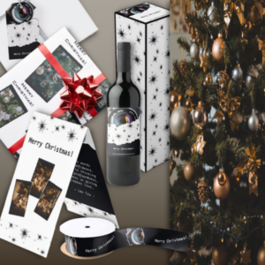 Christmas gift wrapping supplies for a professional photographer