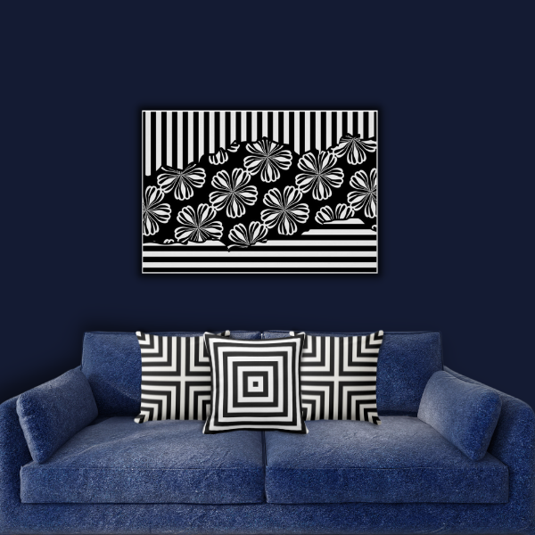 Torn To Reveal Flowers, Black and White Wall Decoration