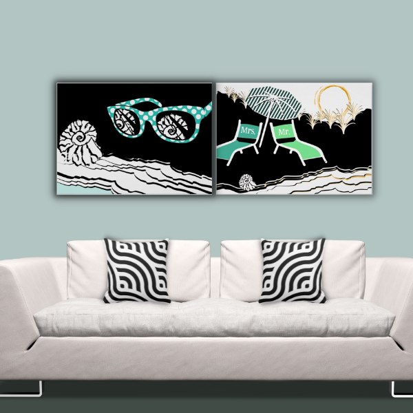 Sea Themed Set Of Two Black and White Wall Decor
