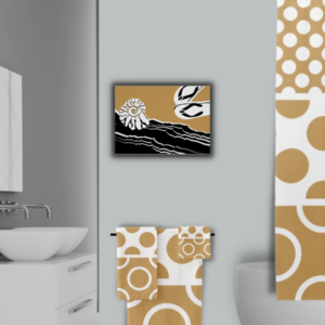 Jandals At The Beach Wall Decor For Brown Polka Dot Bathroom