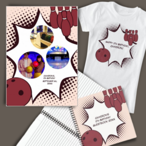 Red Bowling-Themed Kids Birthday Party Memories, Photo Collage, T-shirt, Guestbook
