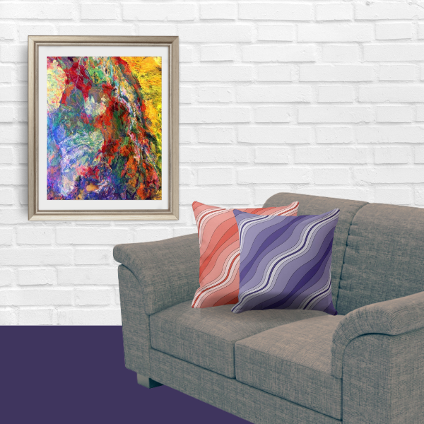 Colorful Abstract Art Meets Pillows In Red And Blue With Layer Pattern