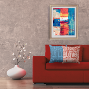 Red And Blue Pillows Meet Modern Art • KBM D3signs