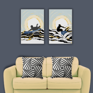 Black And White Beach Art Meets A Set Of 2 Pillows • KBM D3signs