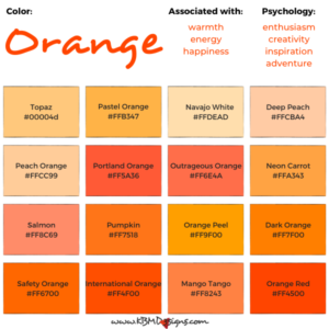 Different Shades Of Orange In Interior Design • KBM D3signs