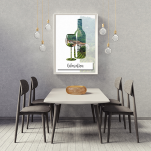 Bottle and wine glass poster