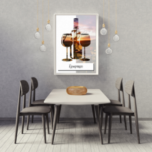 Wine for two, wine bottle and two wine glasses poster