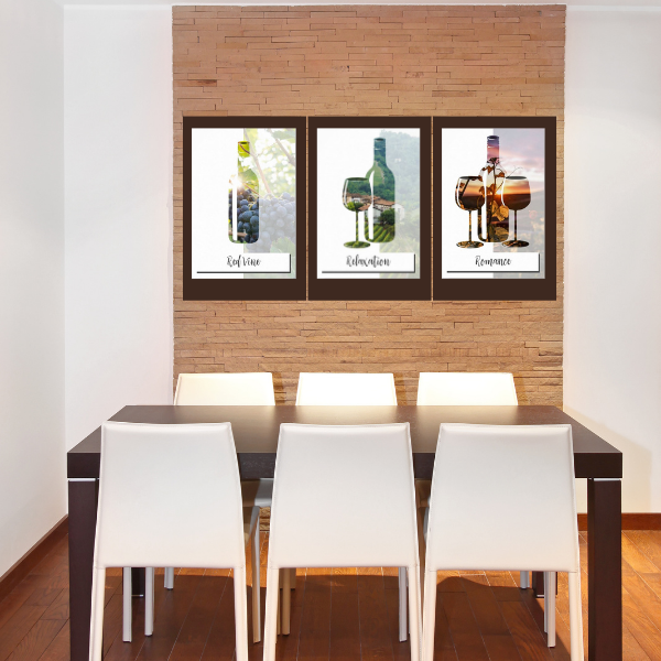 Wine Bottle And Glasses Dining Room Wall Decoration