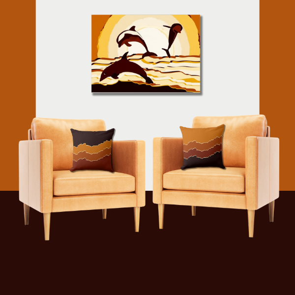 Black, white and orange home, and black and orange home decor