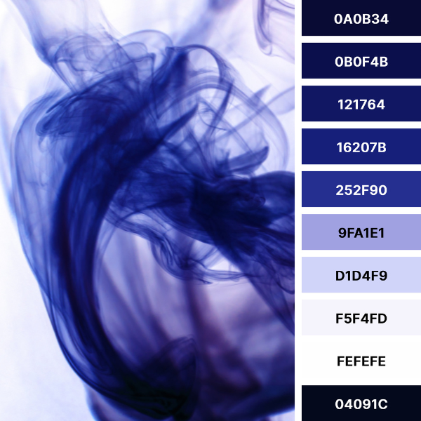 Blue Smoke - Black, White, And Blue Color Palette with #Hex Codes