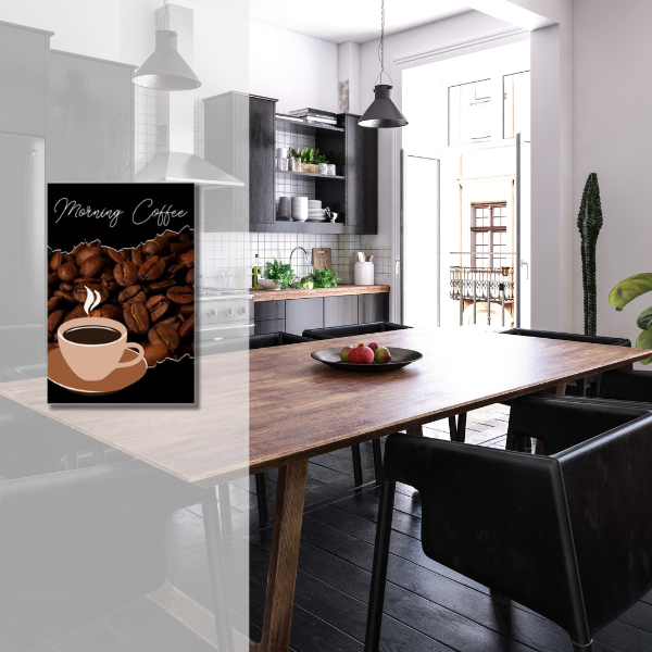 Morning Coffee poster in brown and black as kitchen wall decor