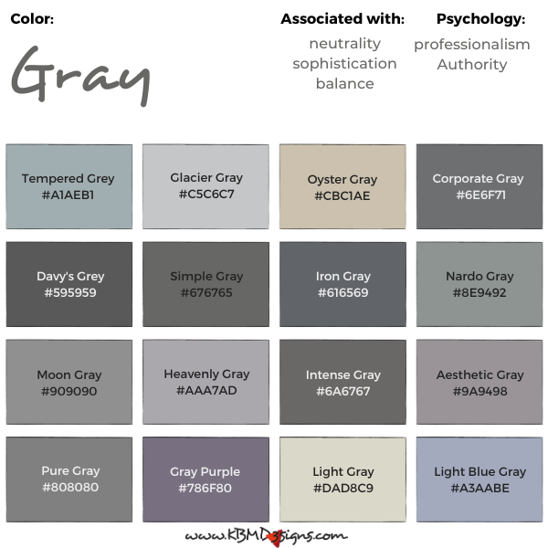 228 Shades Of Gray Color Names HEX RGB CMYK Codes 46 OFF