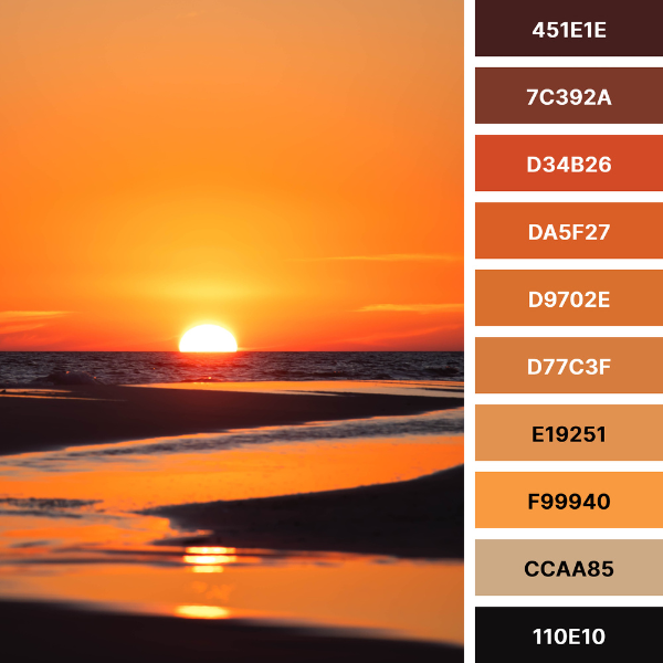 Sunset Oranges Color Palette  Orange color palettes, Sunset color