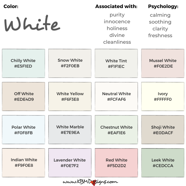 122 Shades of White Color With Names, Hex, RGB, CMYK Codes - Color