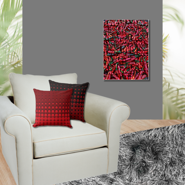 Love red hot chili poster meets a set of two pillows in black and red