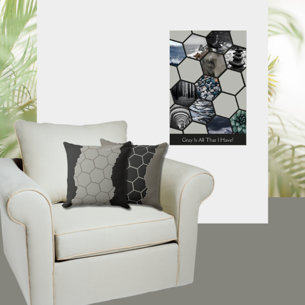 Custom Collage in Honeycomb Pattern Gray Wall Art 