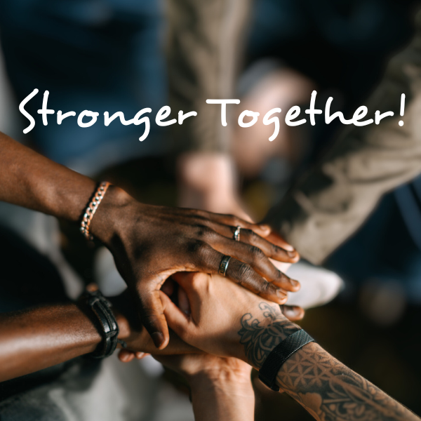 Benefits of Guest Posting, Stronger Together!, Three pairs of hands connecting