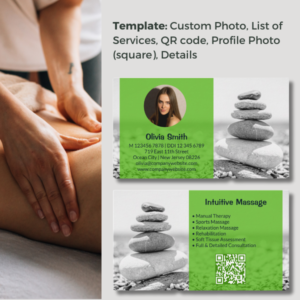 Green Massage Therapist Business Card