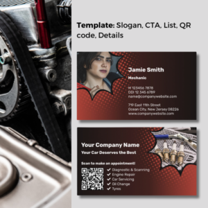 Red and Black Mechanic Business Card